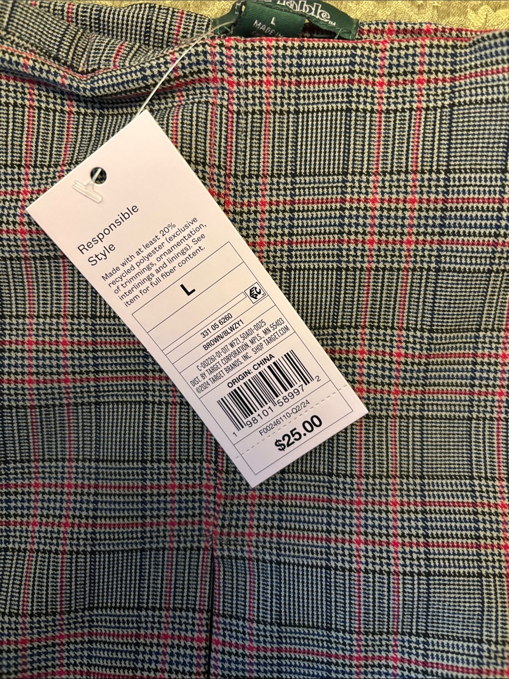 wild fable Plaid Pleated Mini Skirt - Gray & Pink - Picture 2 of 2